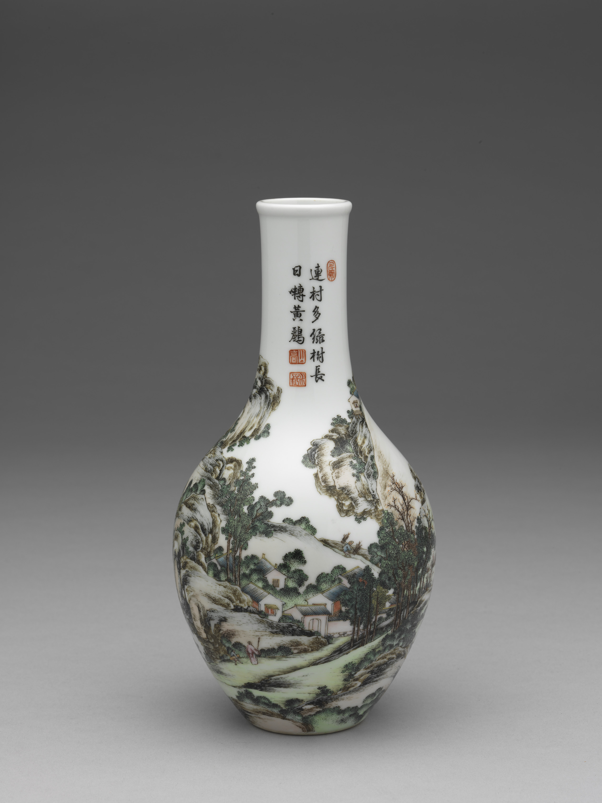 ☆古寶堂☆蒐集 【491】『清時代・乾隆粉彩五老觀畫